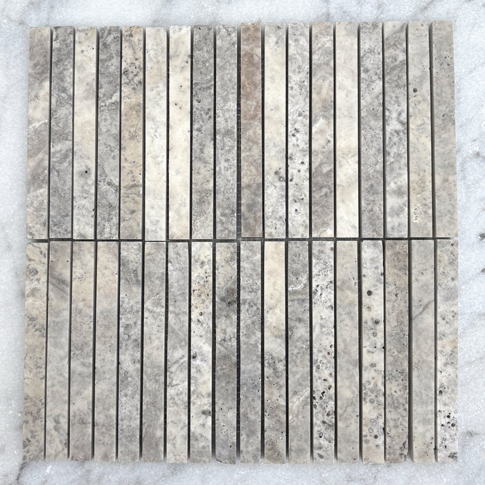 Silver Travertine Large Kitkat Mosaic