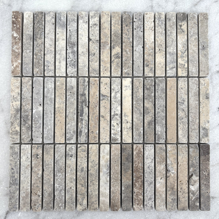 Silver Travertine Small Kitkat Mosaic