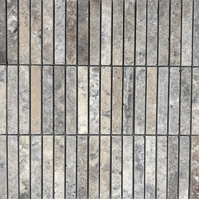 Silver Travertine Small Kitkat Mosaic