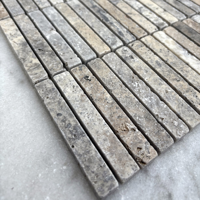 Silver Travertine Small Kitkat Mosaic