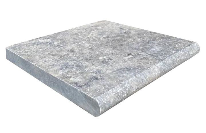 Silver Travertine Bullnose Coping 406x406x30