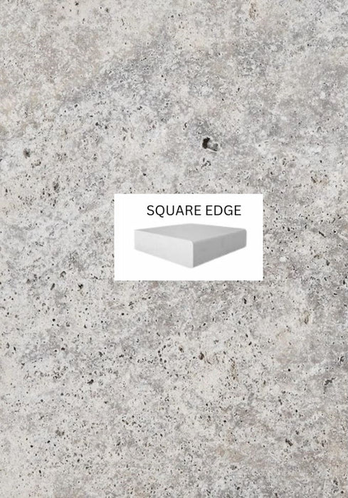 Silver Travertine Square Edge Coping 610x406x30