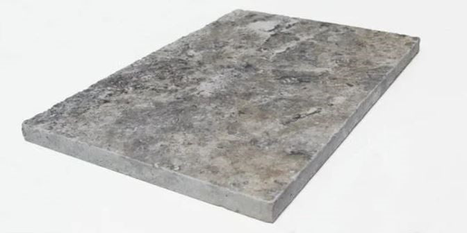 Silver Travertine Square Edge Coping 610x406x30