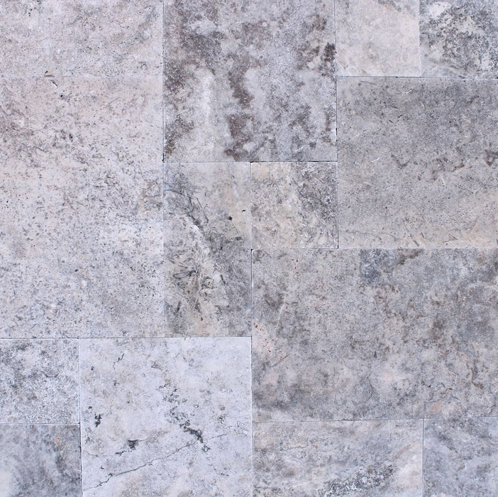 Silver Travertine Crazy Pave