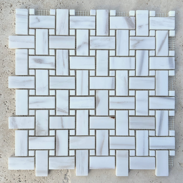 Smokey Dolomite Marble Basketweave Mosaic