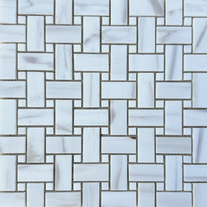 Smokey Dolomite Marble Basketweave Mosaic