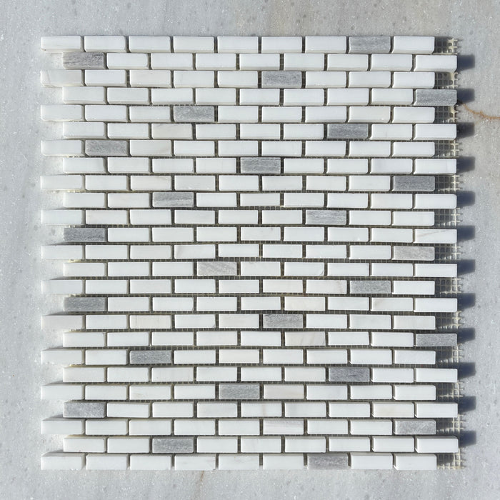 Smokey Dolomite & Solto Marble Mini Brickbond Mosaic