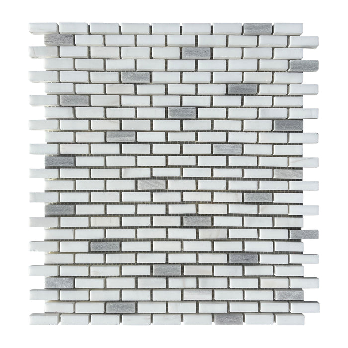 Smokey Dolomite & Solto Marble Mini Brickbond Mosaic 10x30x10 Honed