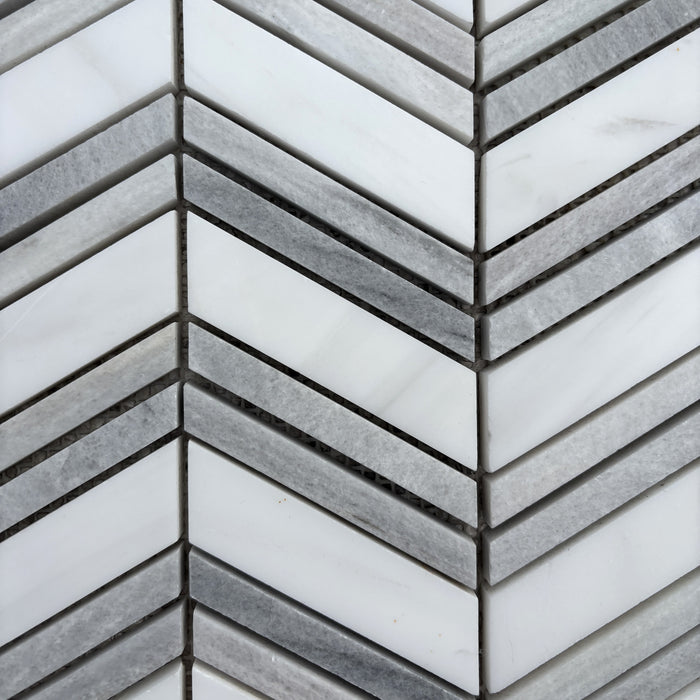 Smokey Dolomite Chevron with Solto Marble Mosaic