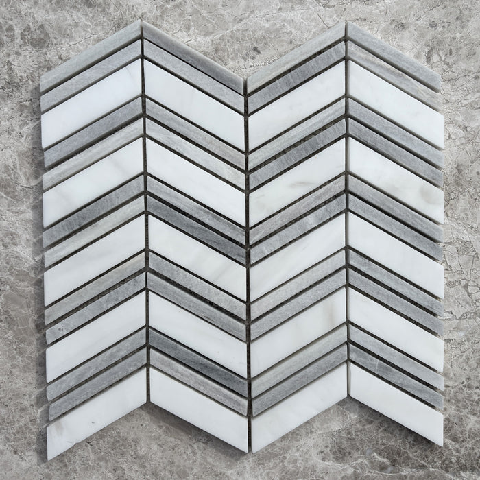 Smokey Dolomite Chevron with Solto Marble Mosaic