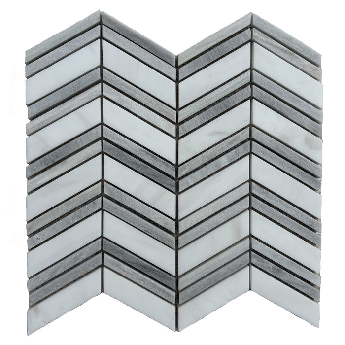 Smokey Dolomite Chevron with Solto Marble Mosaic