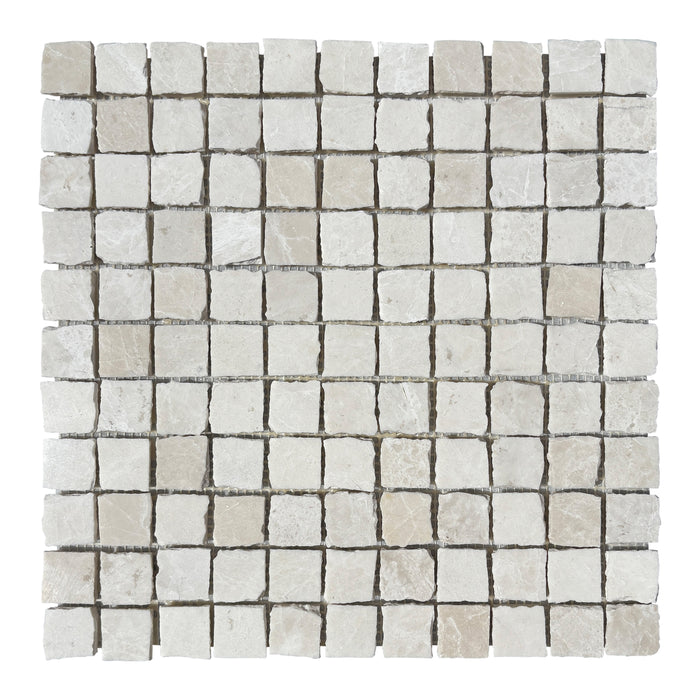 Small Square Rustic Edge Snow White Marble Mosaic