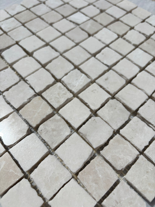 Small Square Rustic Edge Snow White Marble Mosaic