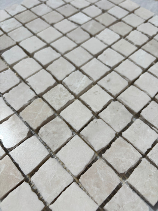 Small Square Rustic Edge Snow White Marble Mosaic