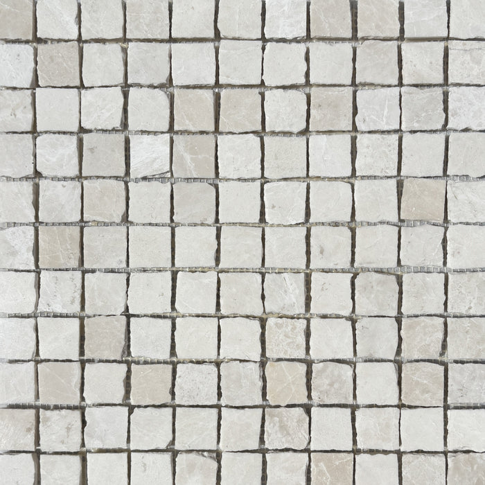 Small Square Rustic Edge Snow White Marble Mosaic