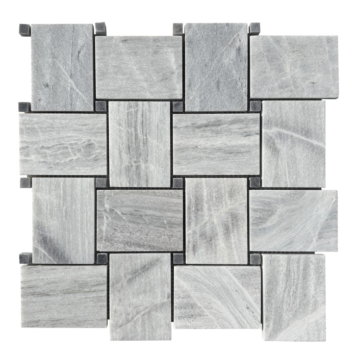 Solto with King Blue Marble Large Basketweave Mosaic Honed