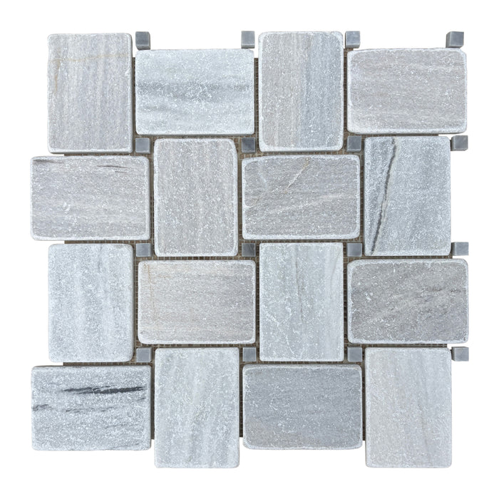 Solto with King Blue Marble Large Basketweave Mosaic Tumbled