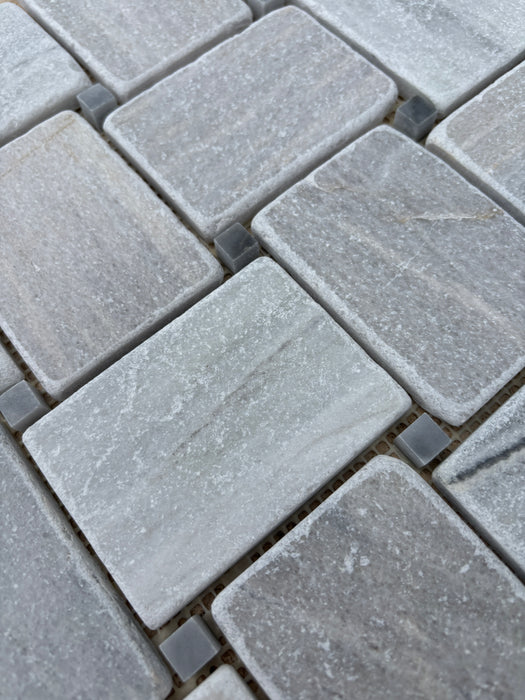 Solto with King Blue Marble Large Basketweave Mosaic Tumbled