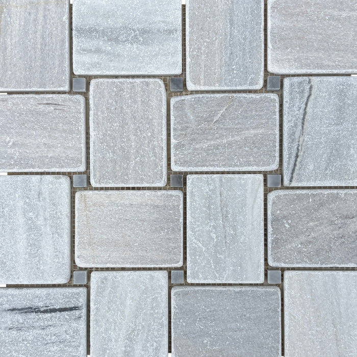 Solto with King Blue Marble Large Basketweave Mosaic Tumbled