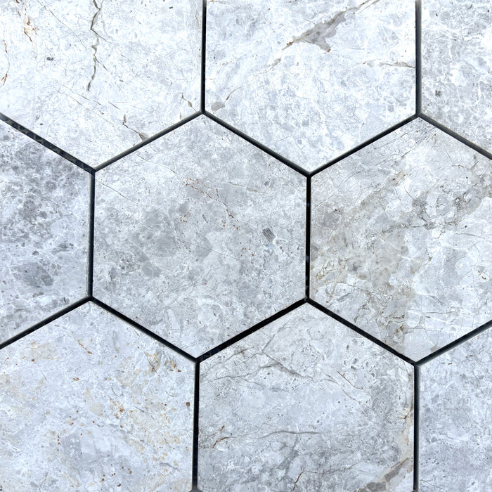Tundra Grey Marble Hexagon Mosaic