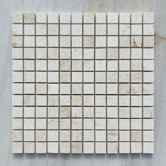 White Fossil Limestone Square Mosaic