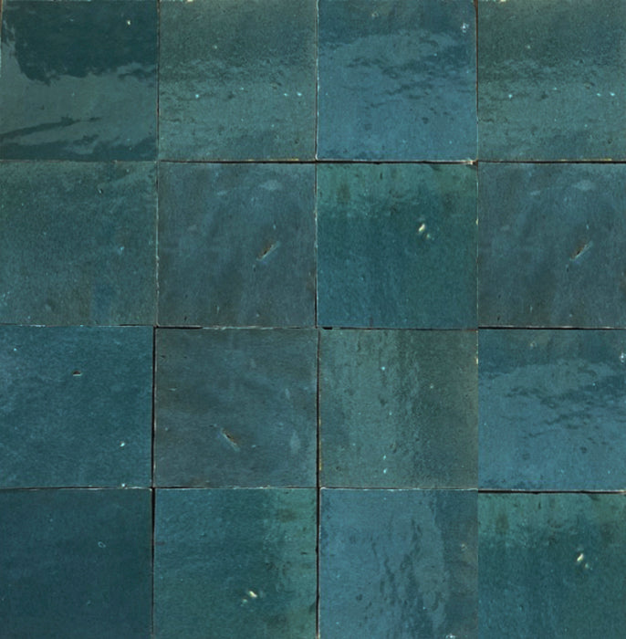 Zellige Moroccan Square Atlas Petrole Terracotta Tile
