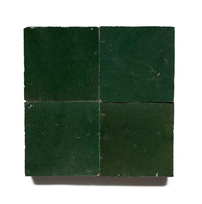 Zellige Moroccan Square Emerald Terracotta Tile