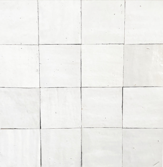 Zellige Moroccan Square Snow Terracotta Tile
