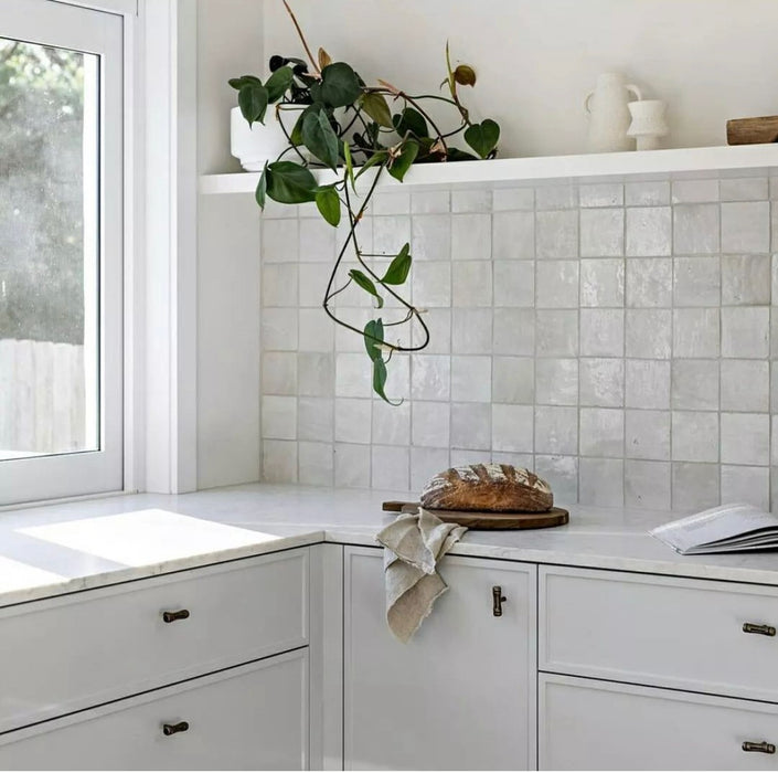 Zellige Moroccan Square White Fes Terracotta Tile