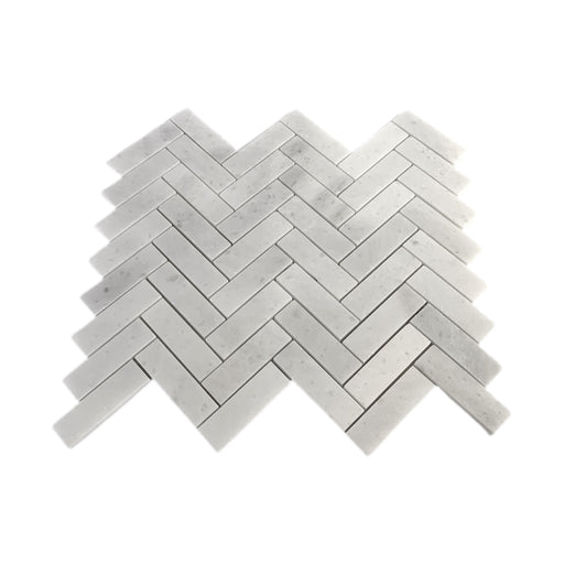 Herringbone Crystal White Marble Mosaic 23x75x10