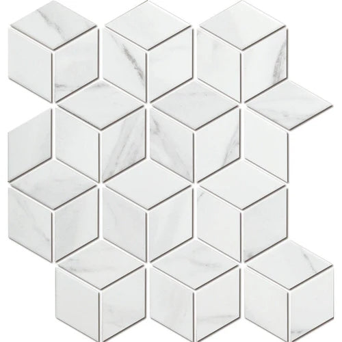 CARRARA LOOK MATTE CUBE PORCELAIN MOSAIC