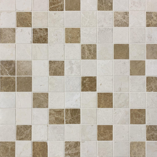 Snow White & Emperador Marble Square Mosaic