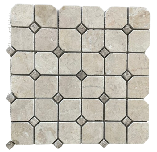 Crema Marfil & Odeon Marble Octagon & Dot Mosaic