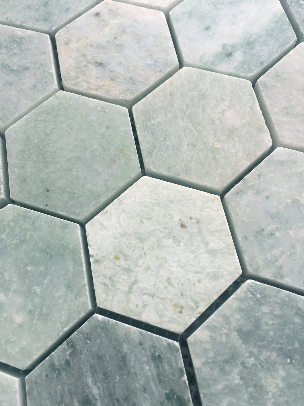 MING GREEN HEXAGON HONED MOSAIC