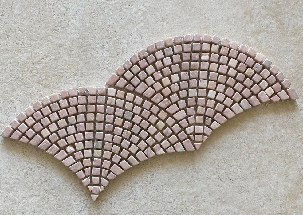 Rosso Crema Marble Mini Fan Mosaic