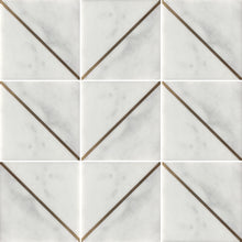 Load image into Gallery viewer, INFINITY CARRARA BRASS SINGLE LINE SQUARE HONED MOSAIC

