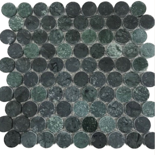 INDIAN GREEN PENNY ROUND HONED MOSAIC