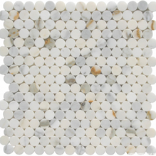 Load image into Gallery viewer, CALACATTA GOLD MARBLE PENNY ROUND HONED MOSAIC
