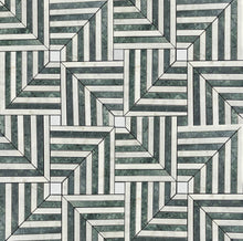 Load image into Gallery viewer, CHICAGO CARRARA + INDIAN GREEN HONED MOSAIC
