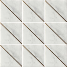 Load image into Gallery viewer, INFINITY CARRARA BRASS SINGLE LINE SQUARE HONED MOSAIC
