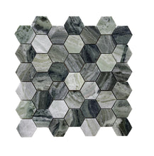 Load image into Gallery viewer, FONTANA VERDE MARBLE 48MM HEXAGON HONED MOSAIC
