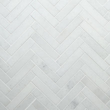 Load image into Gallery viewer, CRYSTAL WHITE MARBLE LARGE POLISHED HERRINGBONE MOSAIC
