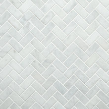 Load image into Gallery viewer, IMPERIAL WHITE MARBLE SMALL HERRINGBONE MOSAIC
