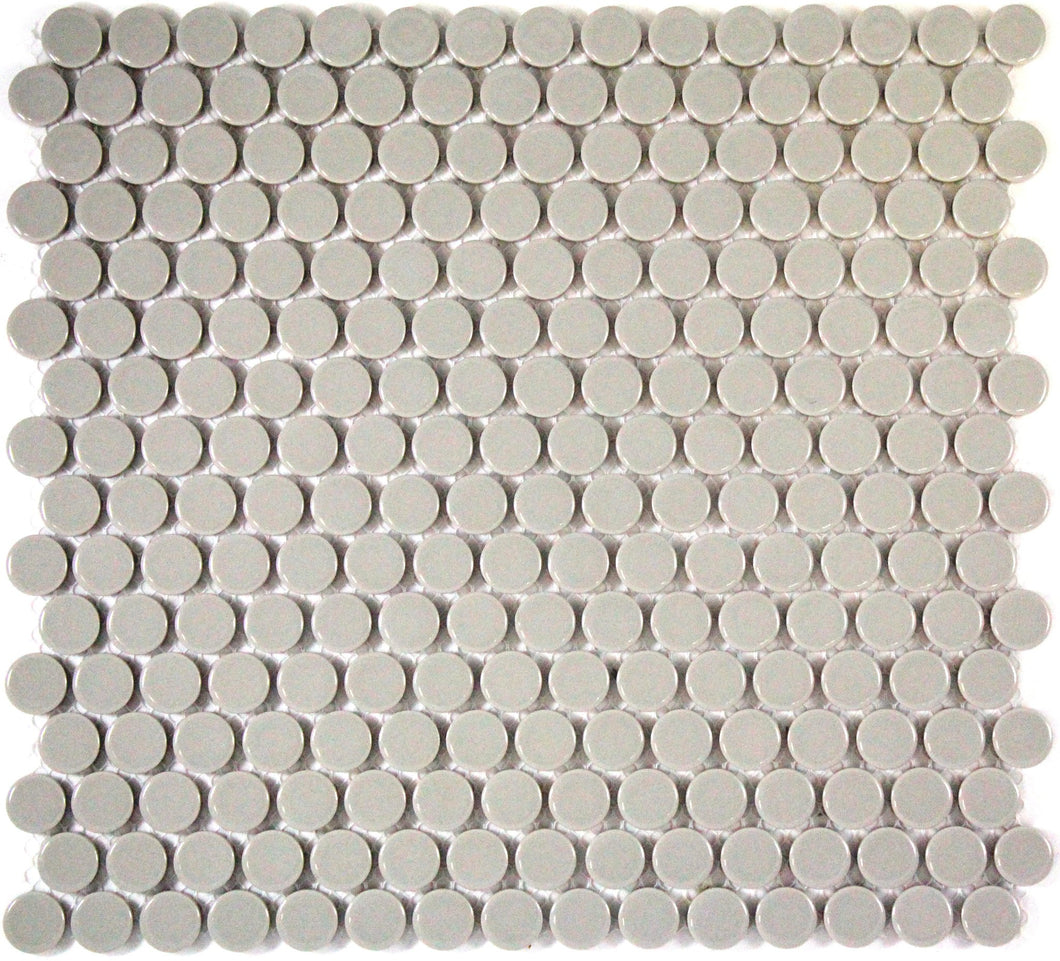 SOFT GREY SMALL PENNY ROUND PORCELAIN MOSAIC