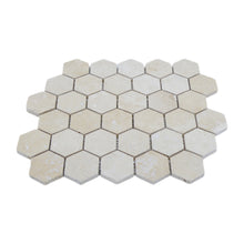 Load image into Gallery viewer, CLASSIC TRAVERTINE 48MM HEXAGON HONED MOSAIC
