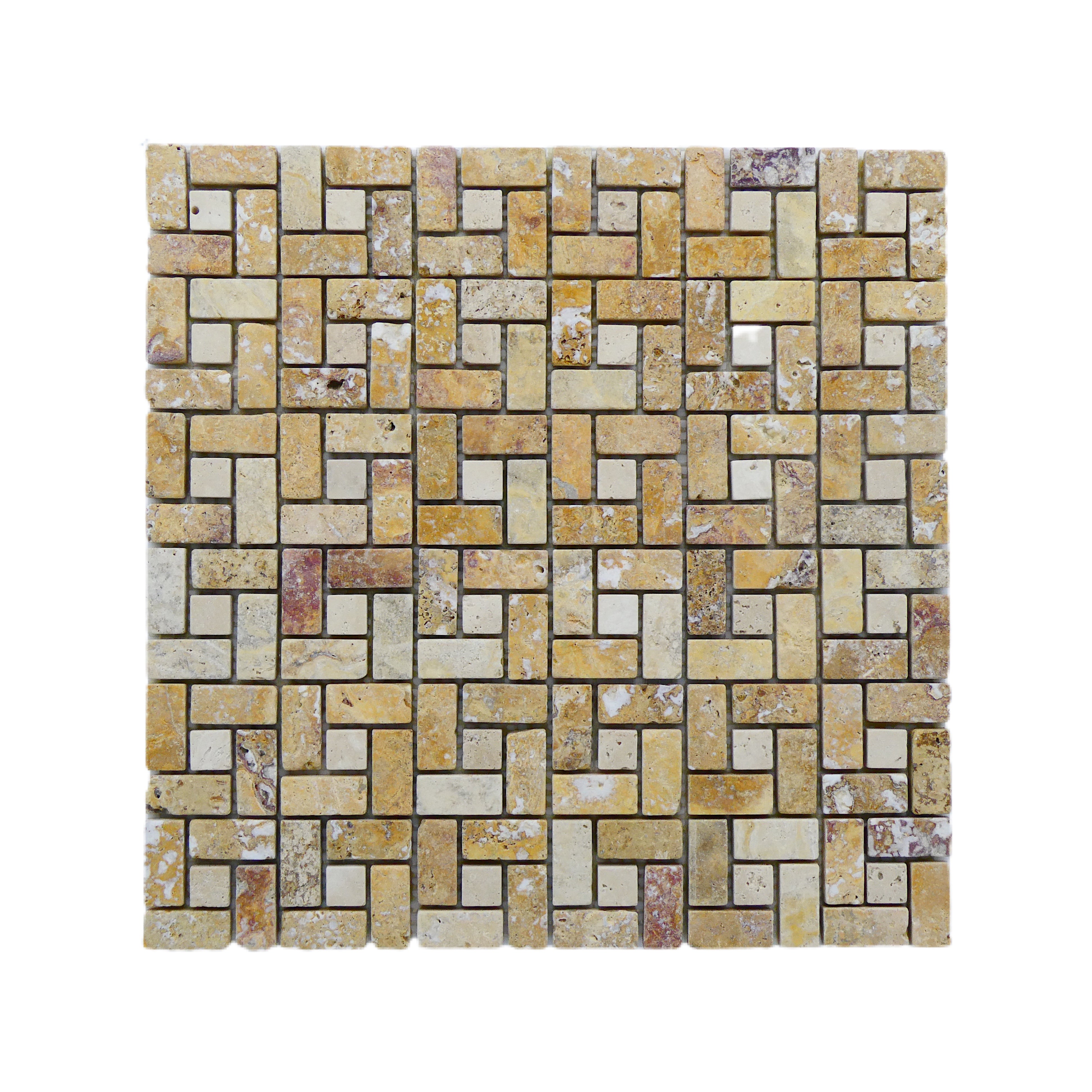 YELLOW TRAVERTINE TARGET TUMBLED MOSAIC – Graystone Tile & Design Studio