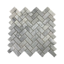 Load image into Gallery viewer, IMPERIAL WHITE MARBLE SMALL HERRINGBONE MOSAIC
