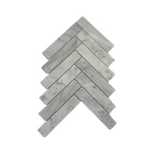 Load image into Gallery viewer, IMPERIAL WHITE MARBLE LARGE HERRINGBONE HONED MOSAIC
