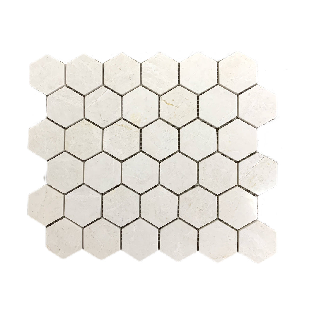 SNOW WHITE MARBLE 48MM HEXAGON POLISHED MOSAIC