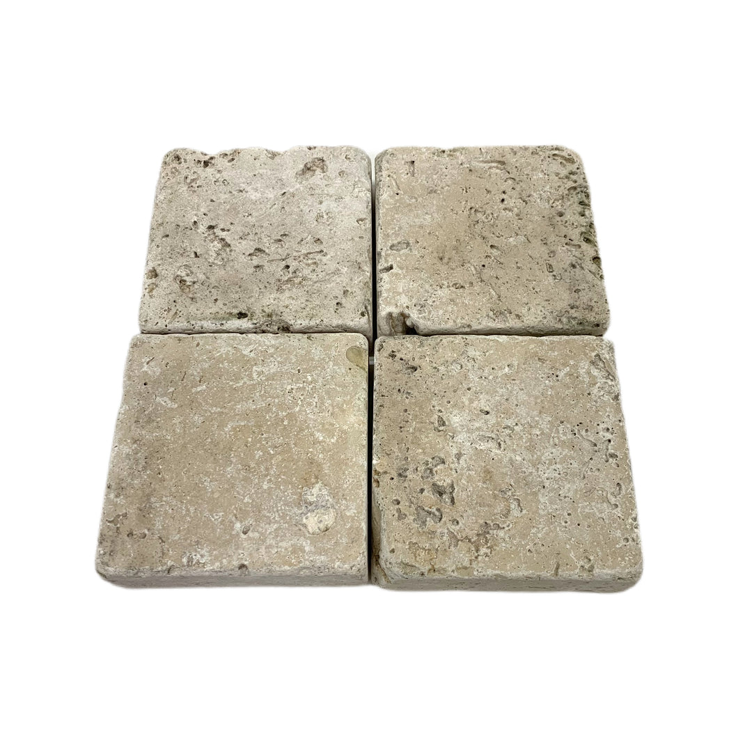CLASSIC TRAVERTINE TUMBLED COBBLES 100x100